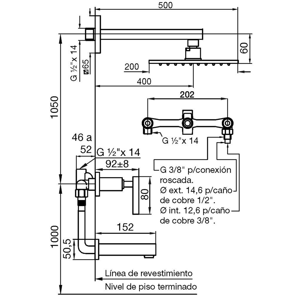 0103R/85L-CR DUCHA CON TRANSFERENCIA DOMINIC LEVER CROMO FV