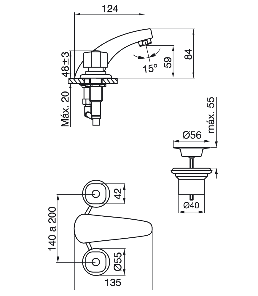 0207/B1P-CR LAVATORIO ARIZONA PLUS CROMO FV