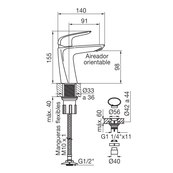 0181/L2-NG LAVATORIO MONOCOMANDO EPUYEN NEGRO FV