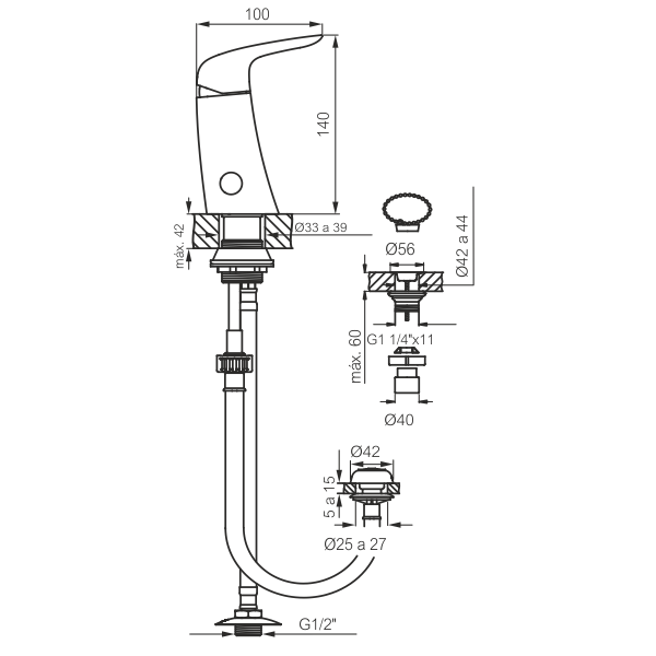 0189/L2-NG BIDET MONOCOMANDO EPUYEN NEGRO FV