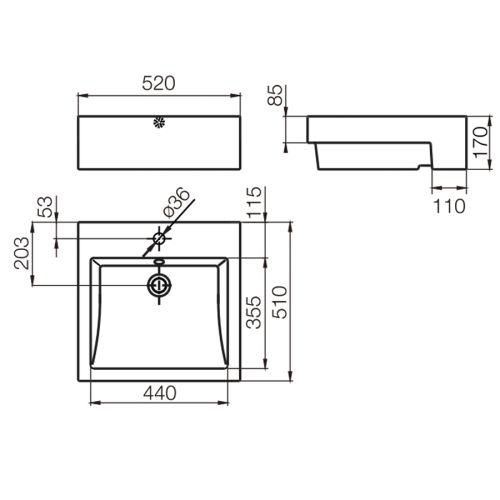 LKS18-B BACHA SEMIENCASTRE DONGIO CUADRADA BLANCO FERRUM