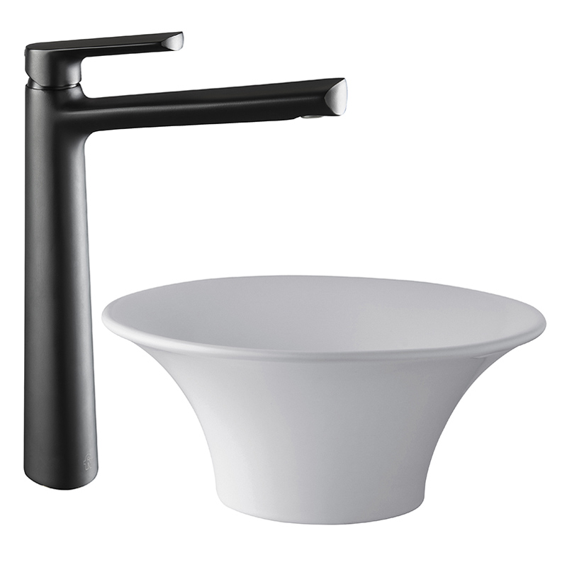 0181.02/D8-NG LAVATORIO MONOCOMANDO ALTO AROMO NEGRO FV
