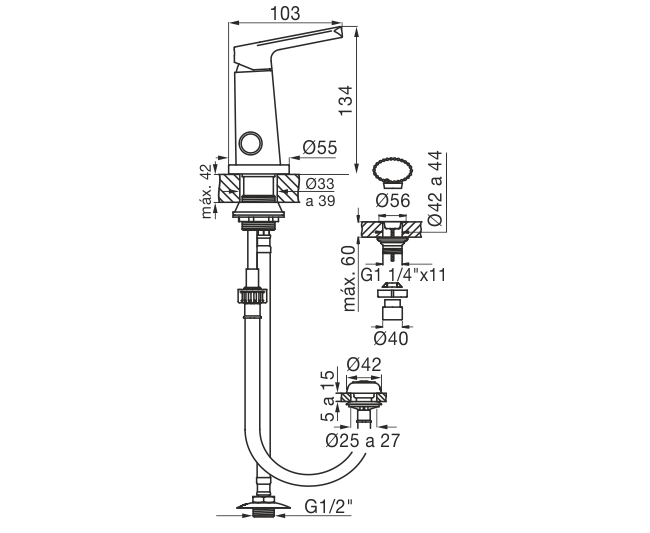 0189/D8-NG BIDET MONOCOMANDO AROMO NEGRO FV