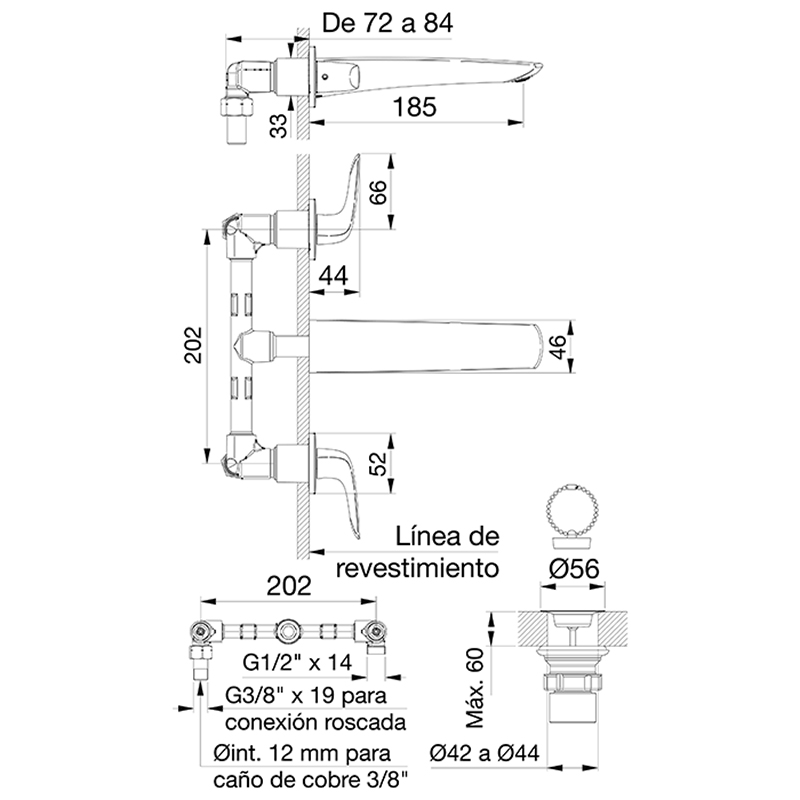 0203/L2-CR LAVATORIO PARED EPUYEN CROMO FV