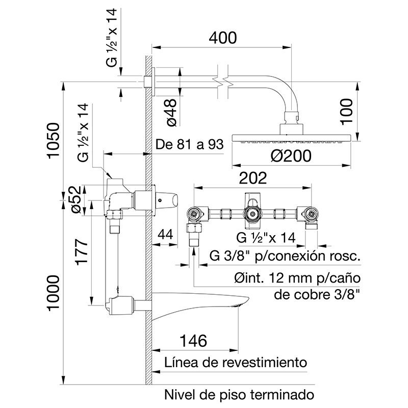 0103/L2-CR DUCHA CON TRANSFERENCIA EPUYEN CROMO FV