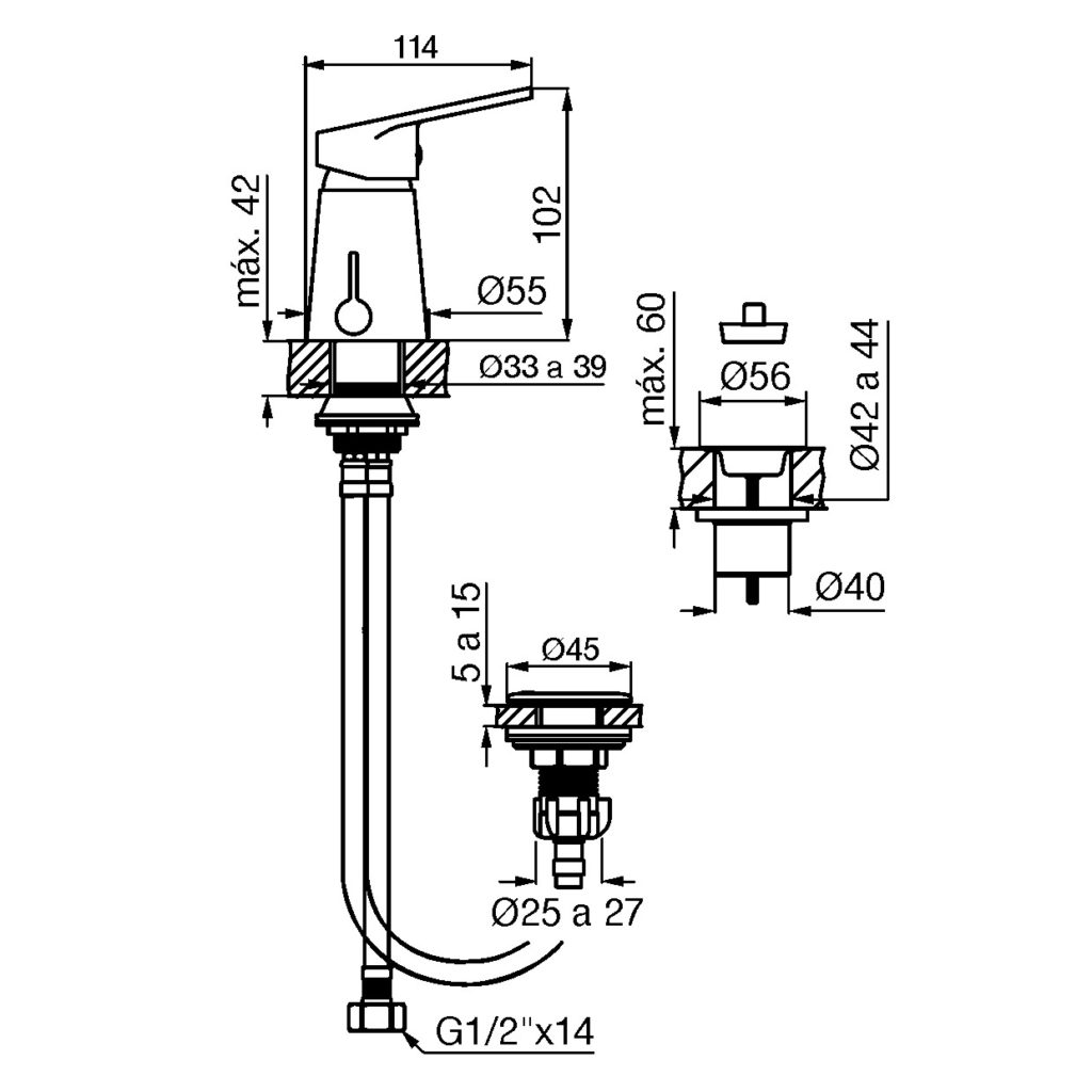 0189/M4-CR BIDET MONOCOMANDO CON TRANSFERENCIA COMPACTA CROMO FV