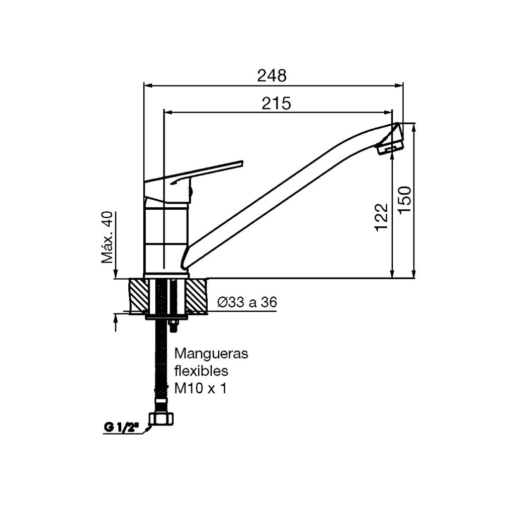 0411.01/M4-CR  COCINA MONOCOMANDO PICO MOVIL COMPACTA CROMO FV