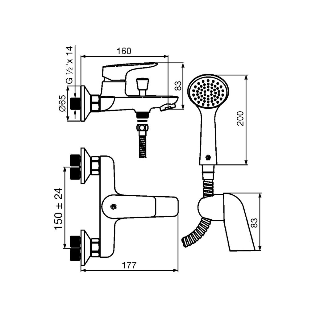 0310/M1-CR DUCHA PARED EXTERIOR MONOCOMANDO JANA CROMO FV