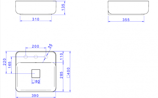 L.11040.M.17 BACHA DECA SLIM 3 AGUJEROS BLANCO AQUALAF