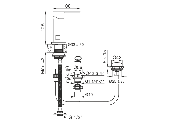 0189/85N-CR BIDET MONOCOMANDO DOMINIC CROMO FV
