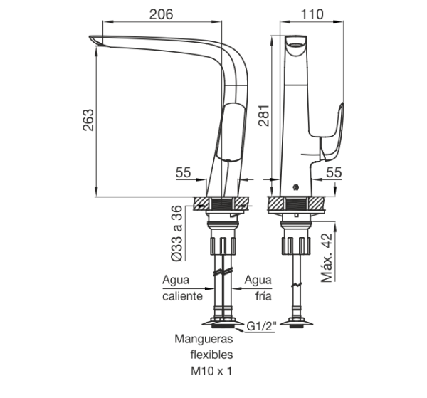 0411.04/L2-CR COCINA MONOCOMANDO EPUYEN CROMO FV
