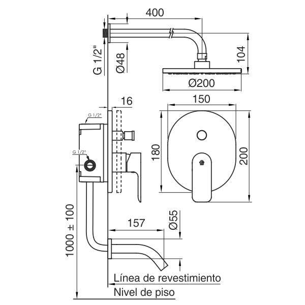 0106/D9-CR DUCHA MONOCOMANDO COTY CROMO FV