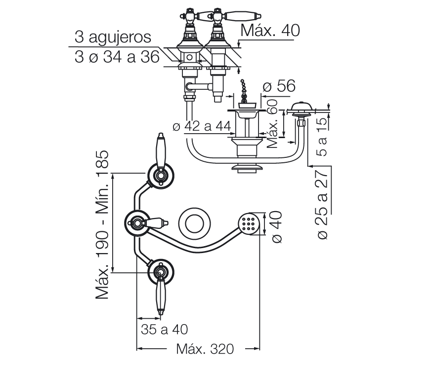 0295R/85-CR BIDET DOMINIC 2 LLAVES CROMO FV