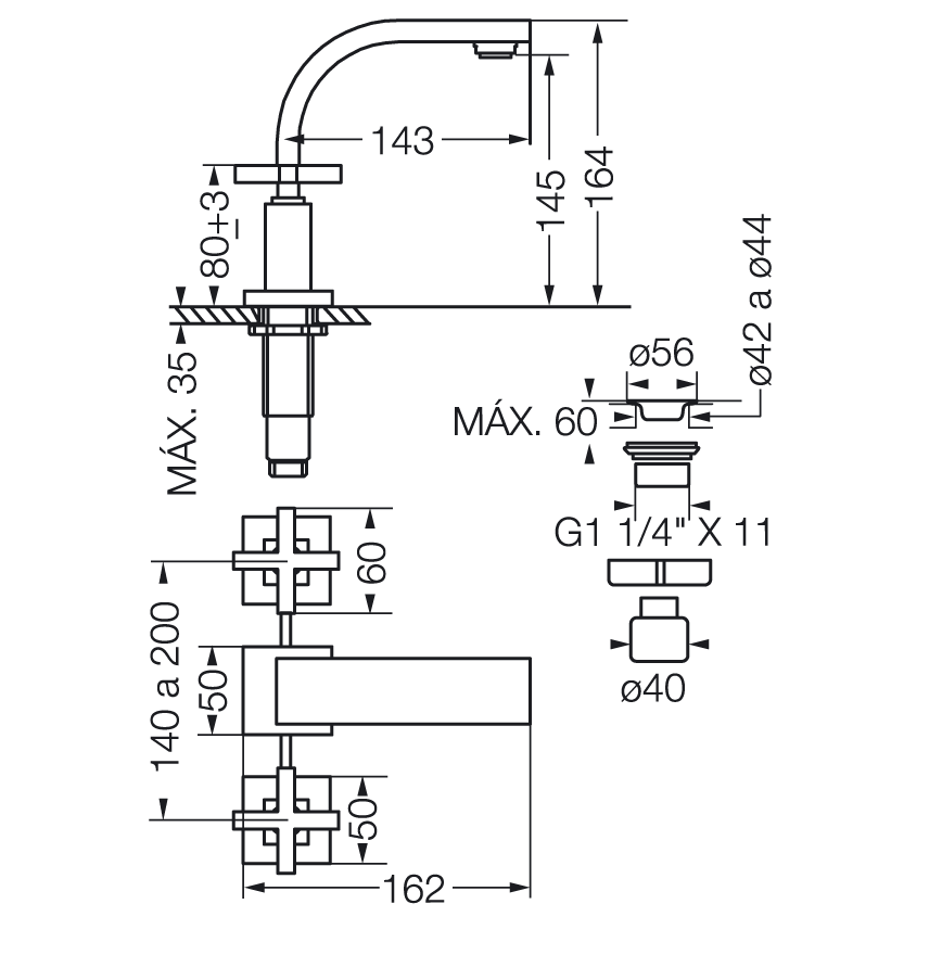 0207R/85-CR LAVATORIO DOMINIC CROMO FV