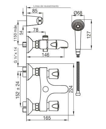 0112/B6-CR DUCHA CON TRANSFERENCIA PAMPA CROMO FV