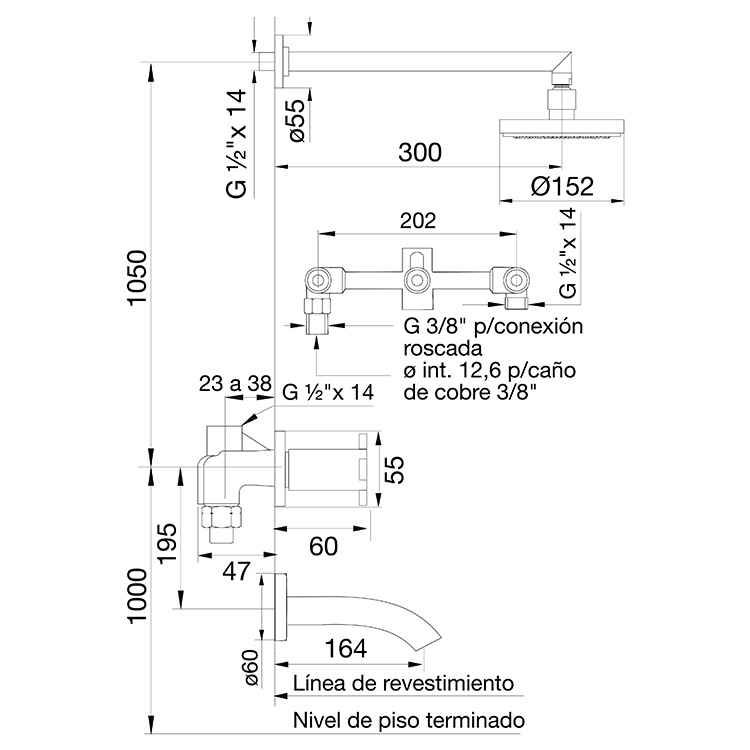 0103/D7-CR DUCHA CON TRANSFERENCIA ALERCE CROMO FV