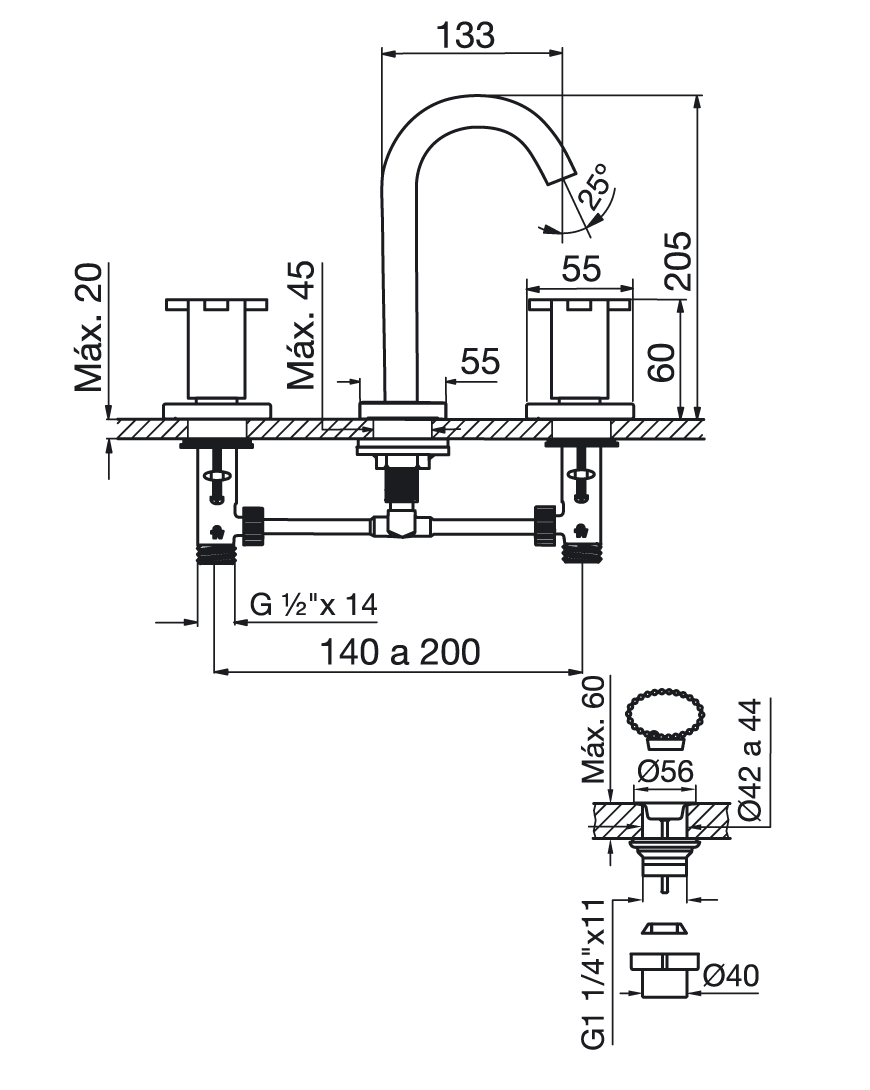 0207/D7-CR LAVATORIO ALERCE CROMO FV