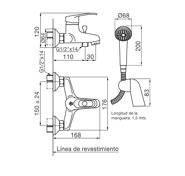 0310/B1-CR BAÑERA EXTERIOR MONOCOMANDO ARIZONA CROMO FV