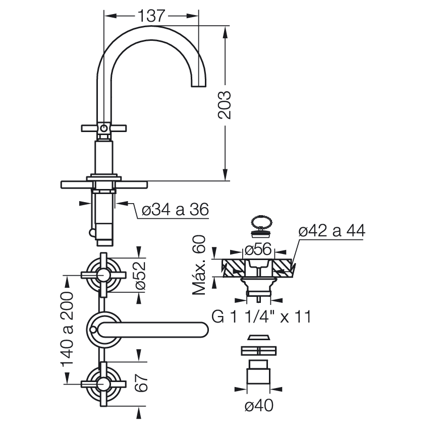 0207/87-CR LAVATORIO TEMPLE DESAGUE CON TAPON CROMO FV