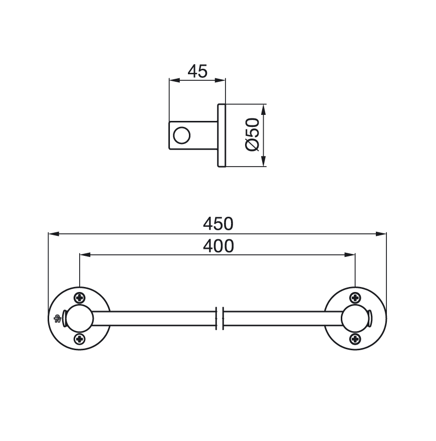 0164/B1-CR TOALLERO BARRAL RECTO ARIZONA 44 FV