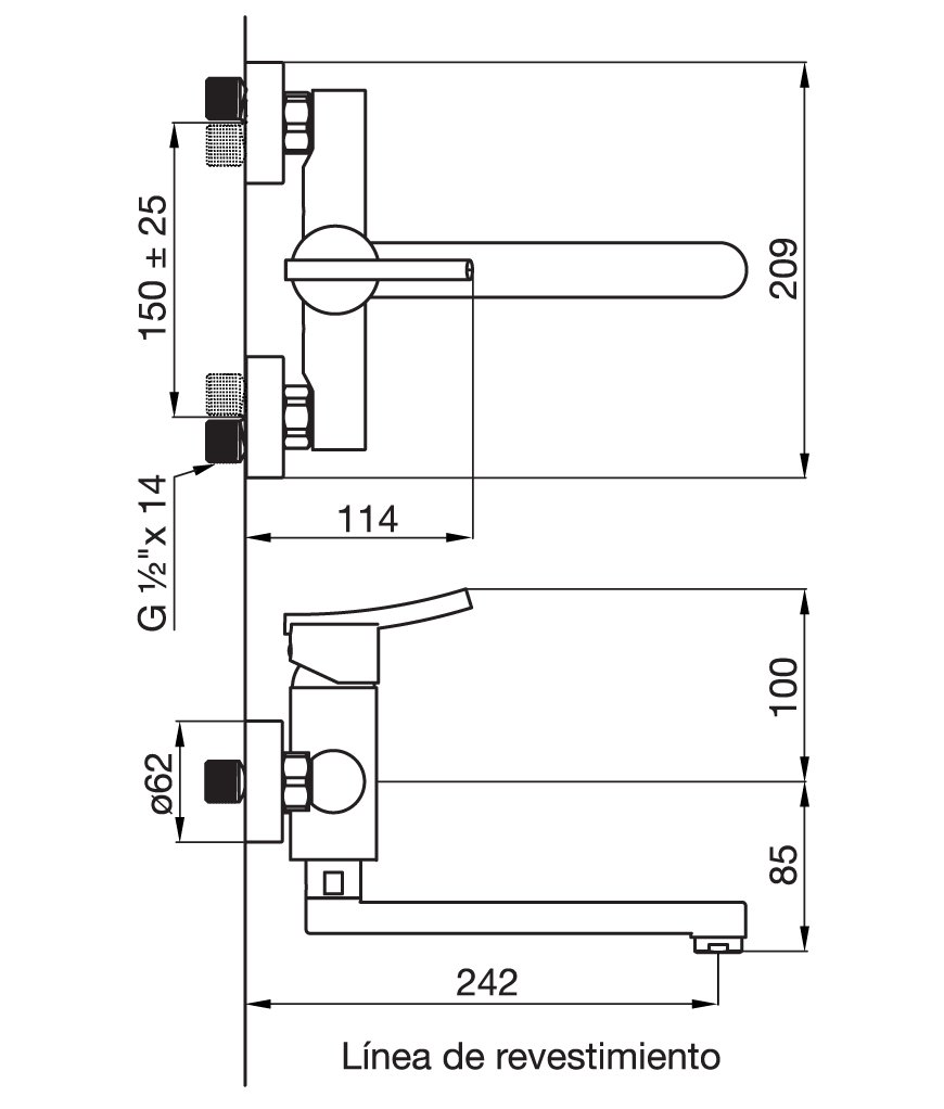 0406/39-CR COCINA MONOCOMANDO PARED LIBBY CROMO FV