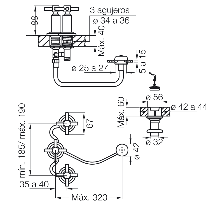 0295/87-CR BIDET TEMPLE CON DESAGUE CROMO FV