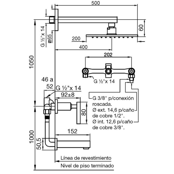 0103R/85L-CR DUCHA CON TRANSFERENCIA DOMINIC LEVER CROMO FV
