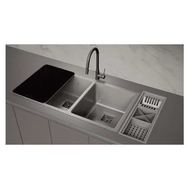 671 PILETA DOBLE 71X40X20 ESSENTIA AC. 304 - MI PILETA