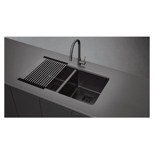 671BLACK PILETA DOBLE 71X40X20 ESSENTIA BLACK AC. 304 - MI PILETA