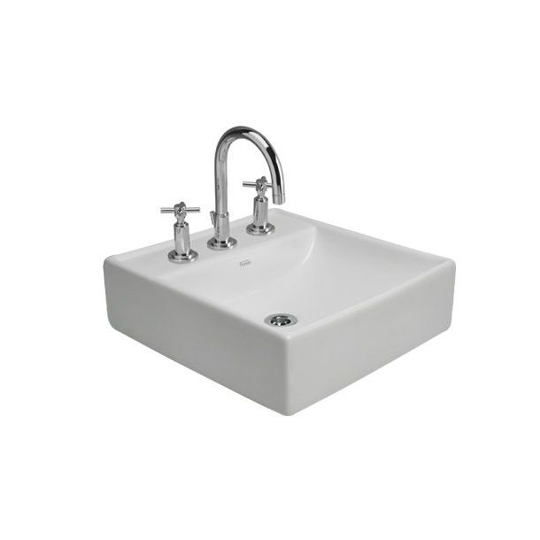 L324N-BS(BE) BACHA APOYAR TORI CUADRA GRANDE 3 AGUJEROS BLANCO SATINADO FERRUM