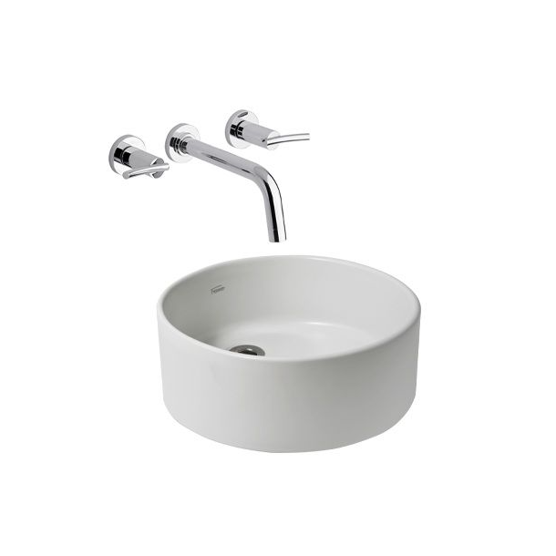 L244N-BS(BE) BACHA APOYAR TORI REDONDA BLANCO SATINADO 36 CM FERRUM
