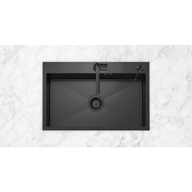 718E PILETA ETNA SIMPLE BLACK 65X35X22 CON DOSIFICADOR AC. 304 - MI PILETA