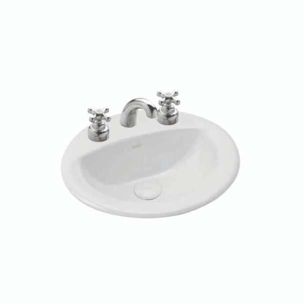 L029S-B BACHA SOBREMESADA TORI OVAL CHICA 3 AGUJEROS BLANCO FERRUM