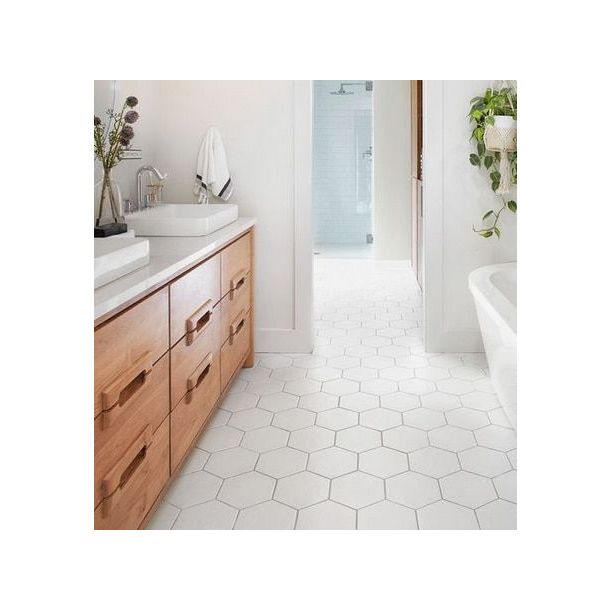 17X19.5 PORCELLANATO HEXAGONO CEMENT WHITE 1RA RECT. GABRIELLA