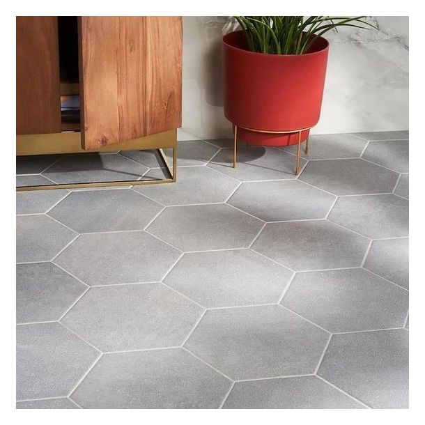 17X19.5 PORCELLANATO HEXAGONO CEMENT GRAY 1RA RECT. GABRIELLA