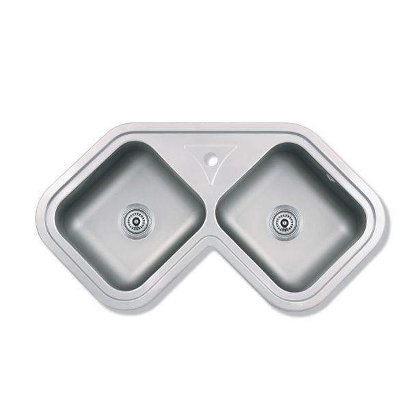 450E PILETA ESQUINERA ENCASTRABLE 75X75X20 MATE AC. 304 - MI PILETA